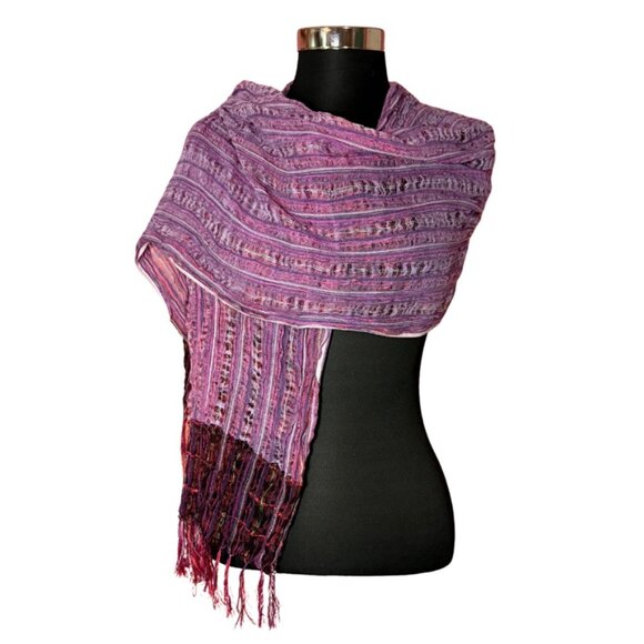 prAna Oversized Lightweight Fringe Scarf Purple Women's OS - Picture 3 of 4